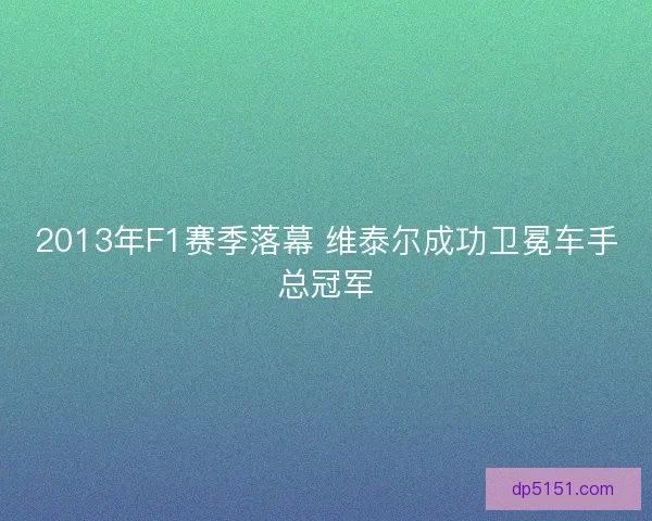 2013年F1赛季落幕 维泰尔成功卫冕车手总冠军